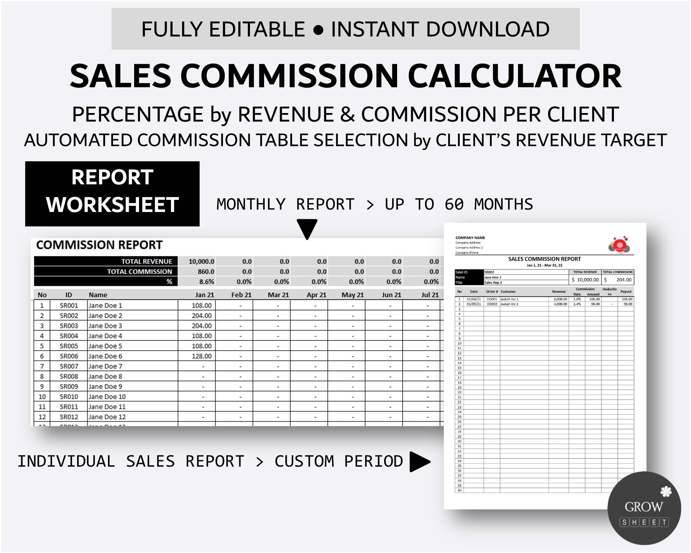 Sales Commission Calculator | Group Commission by Client's Revenue ...