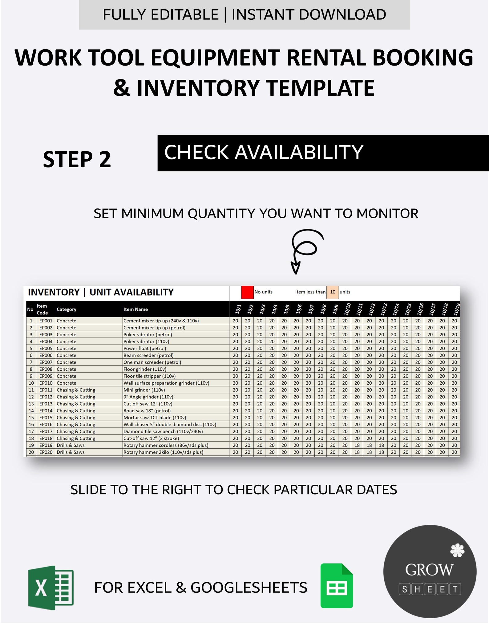 Tool Rental Log Construction Tool Rental Booking and Inventory Management | Gardening ...