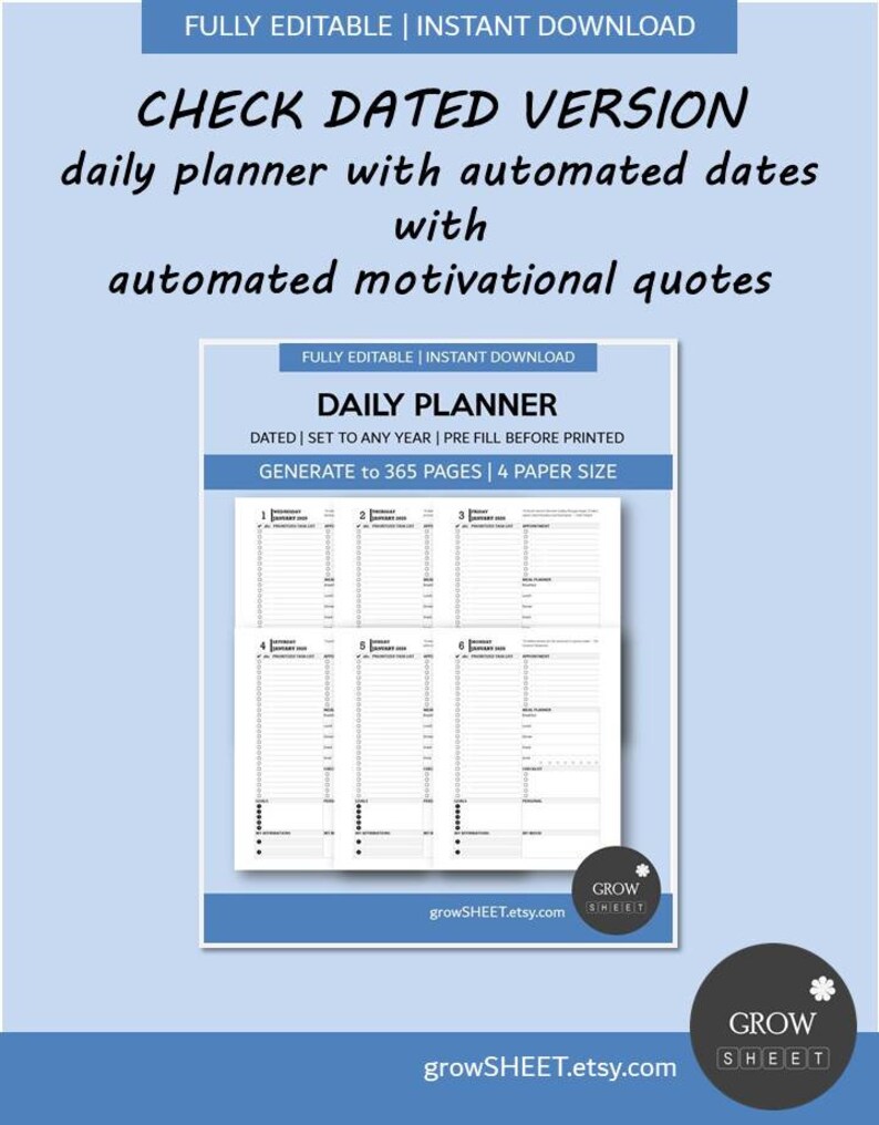 Printable Daily Planner Template | Fully Editable Daily Planner Blank ...
