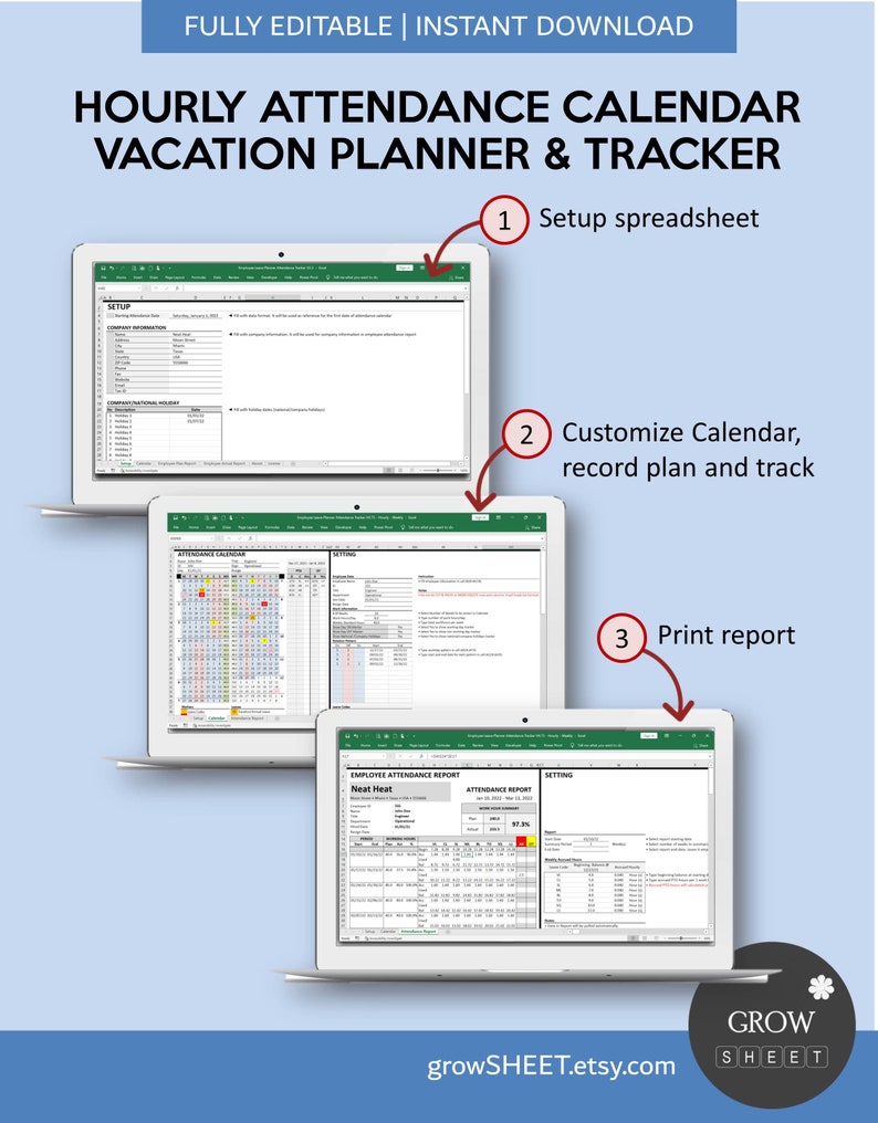 Hourly Employee Attendance Calendar 2022 2023 2024 and - Etsy Canada