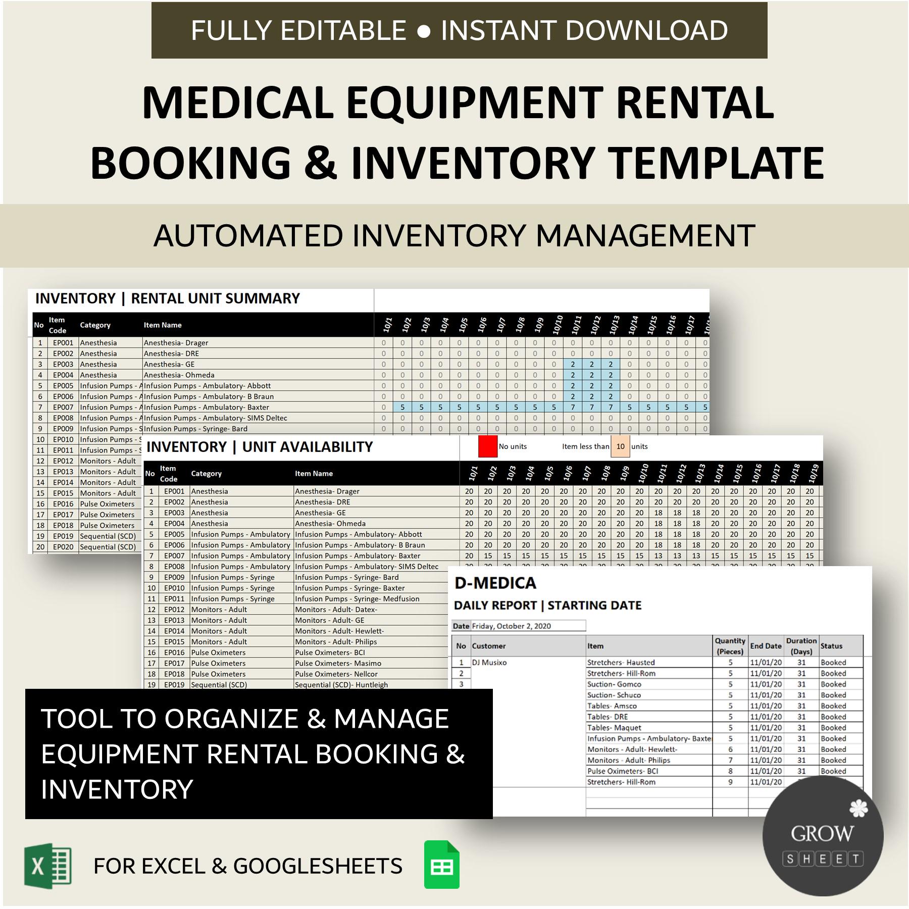 Medical Rental List Format Medical Equipment Rental Business Booking and Inventory Management ...