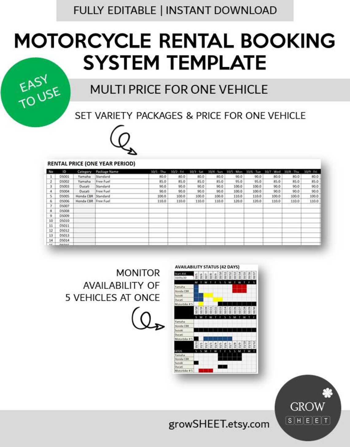 Motorcycle Rental Booking Template | Motorbike Rental Reservation ...