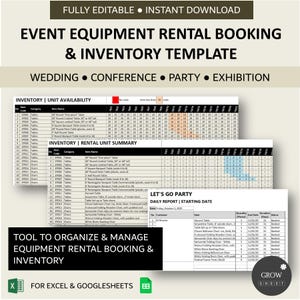 Alquiler de equipos para bodas, fiestas y ceremonias, gestión de inventario y reservas comerciales / Plantilla de inventario de alquiler de muebles / XL / GS