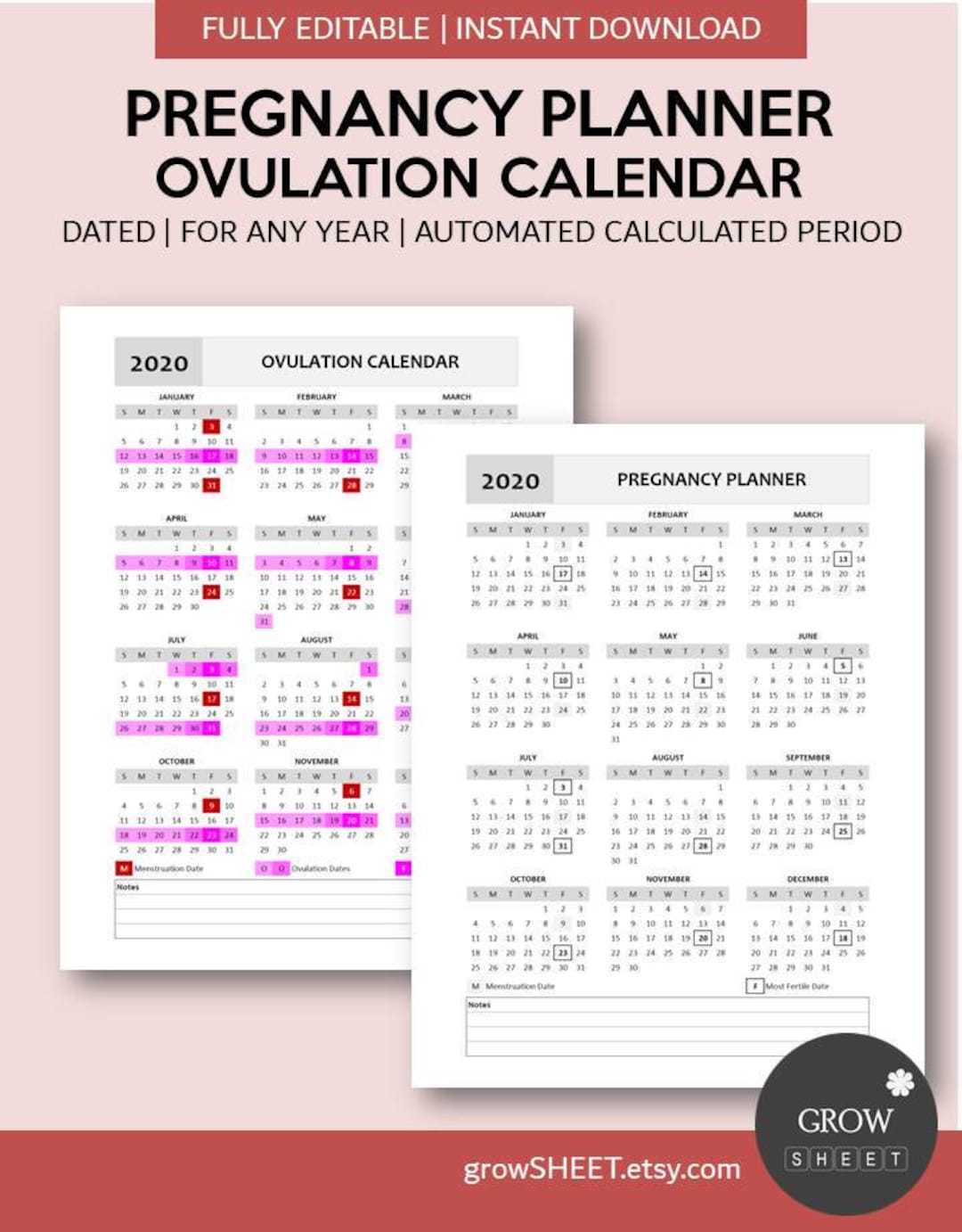 Pregnancy Planner Template Ovulation Calendar Spreadsheet Excel