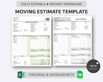 Moving Company Estimate Template Etsy Moving Company Estimate Template Etsy