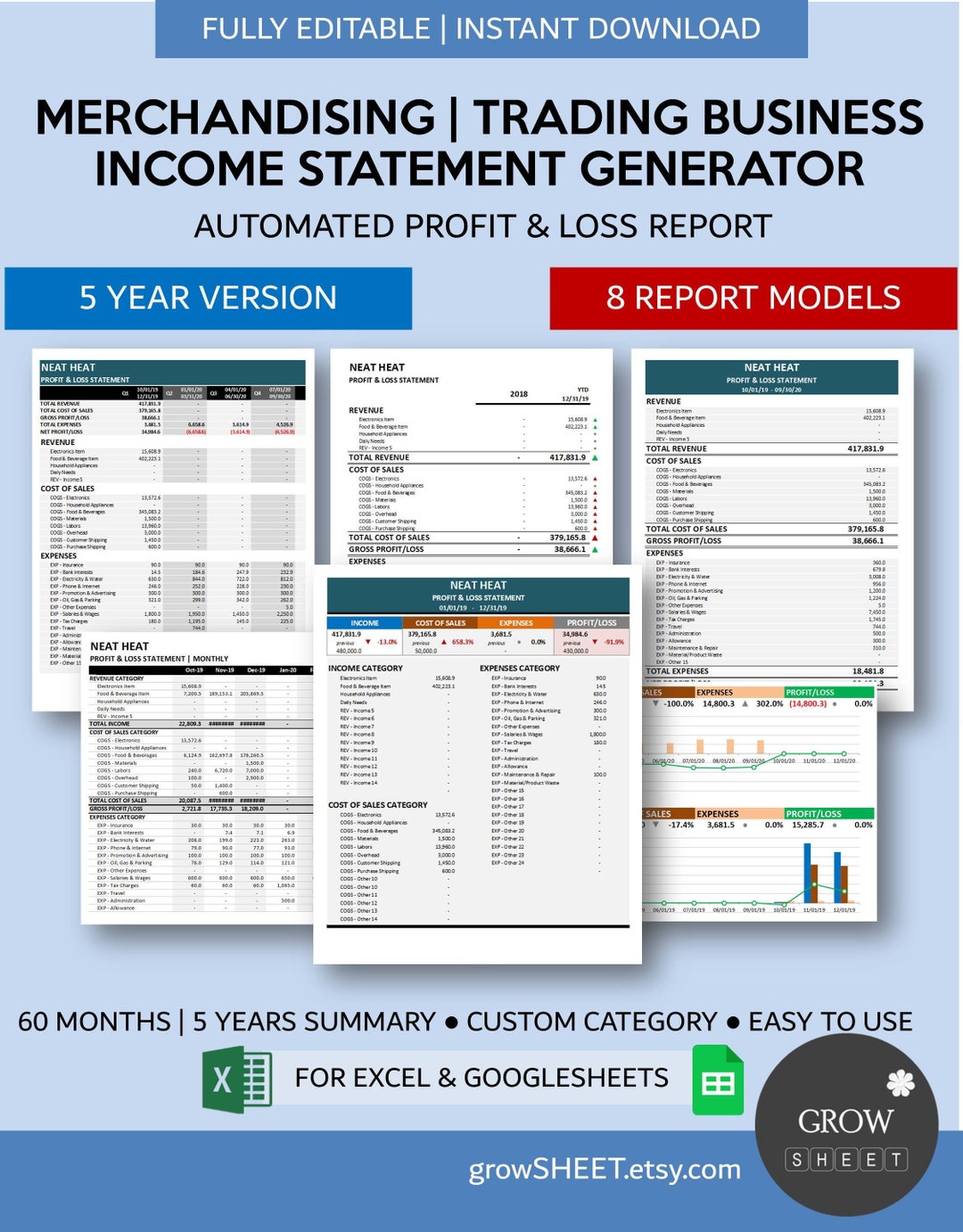 Merchanding Income Statement Merchandising Business Income Statement Generator Store - Etsy