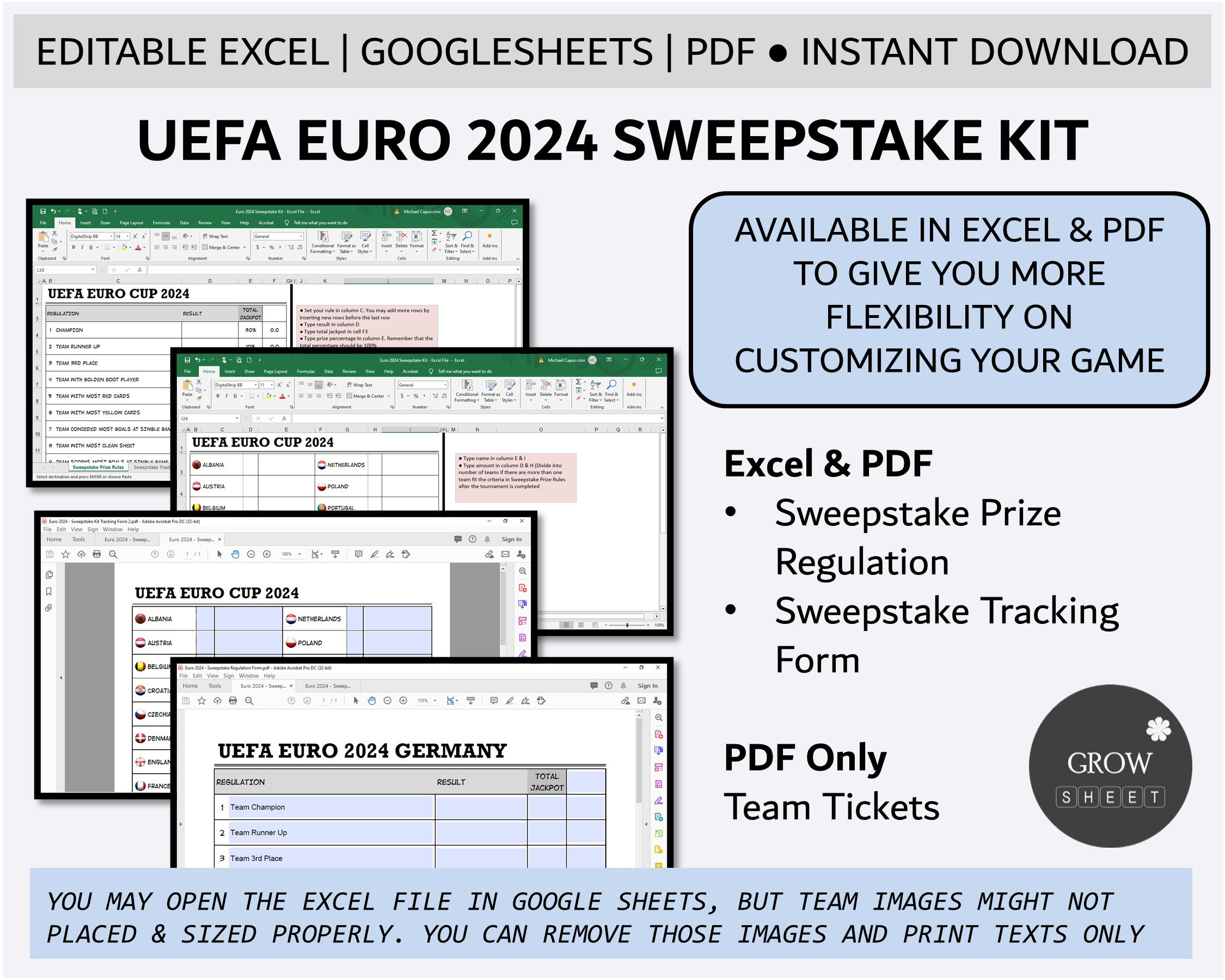 Euro 2024 Sweepstake Kit Football Tournament Fun Game Printable UEFA