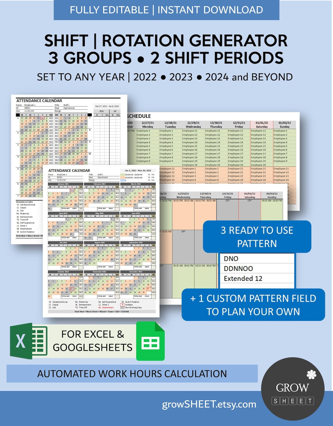 Employee Work Shift Rotating Schedule Generator Hourly Work Rotation