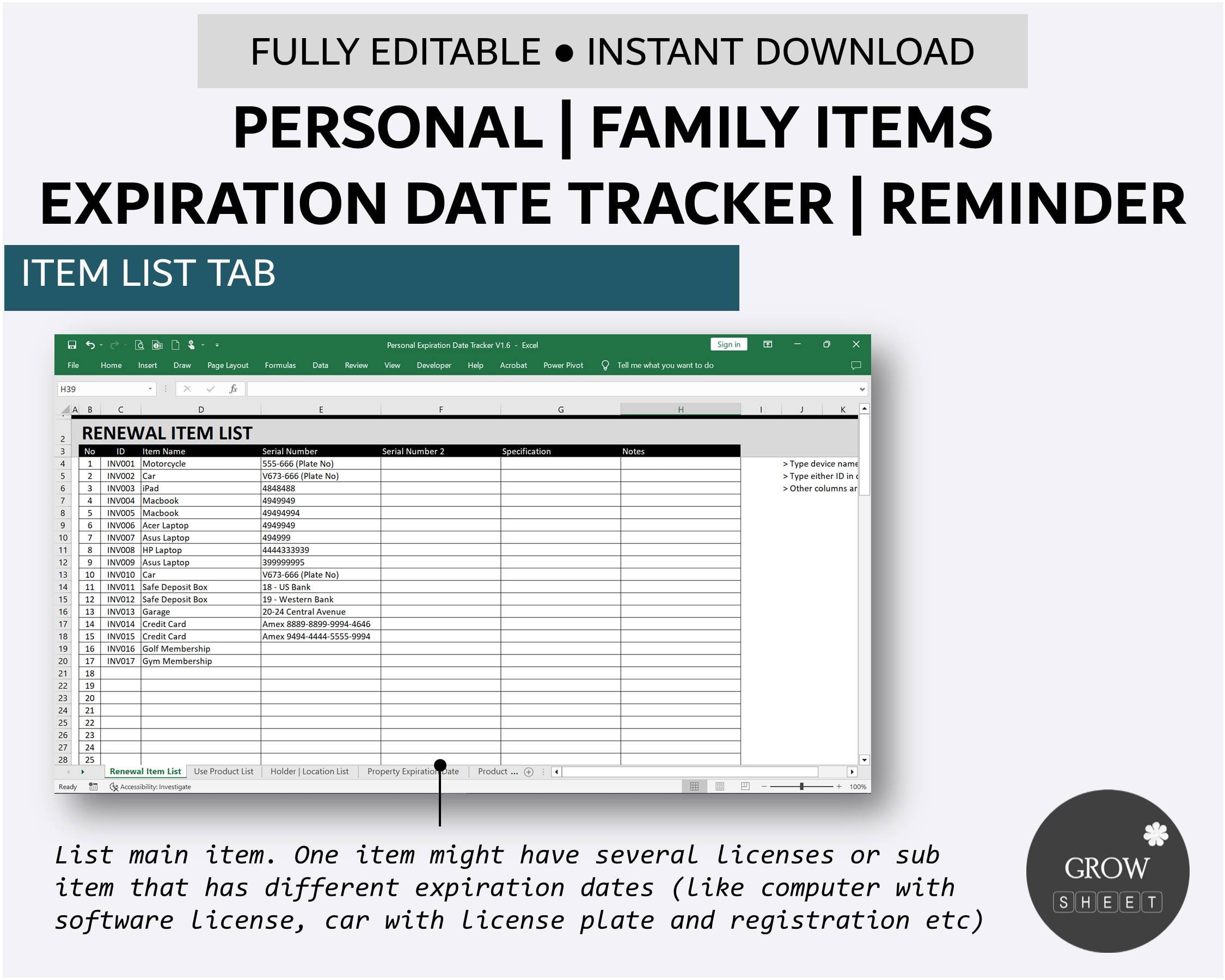 Expired List Layout Personal Item Expiry Date Tracker | Simple Family Consumption Item ...