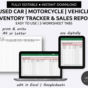 Used Car Inventory and Sales Tracker Vehicle Listing Management Simple Inventory Database Excel Google Sheets image 6