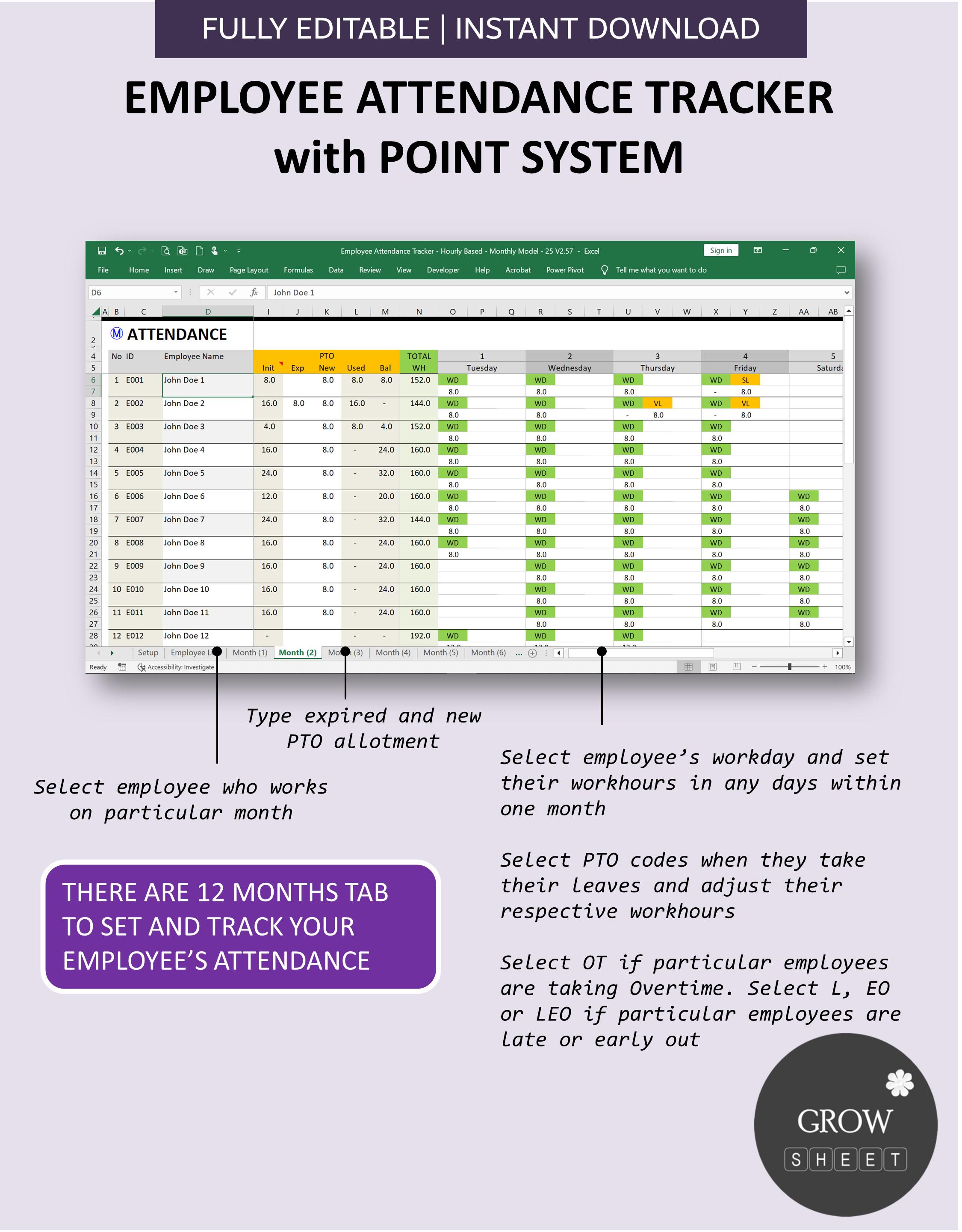 Employee Attendance Point System Tracker for Hourly Employees ...