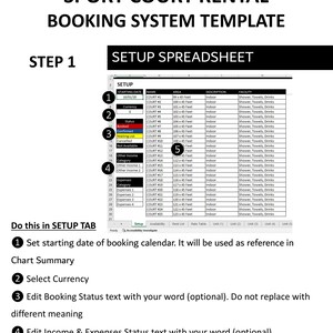 Sport Court Booking System Template | Half-Hourly Court Rental Reservation Manager | Excel | Googlesheet | 25 Courts image 6