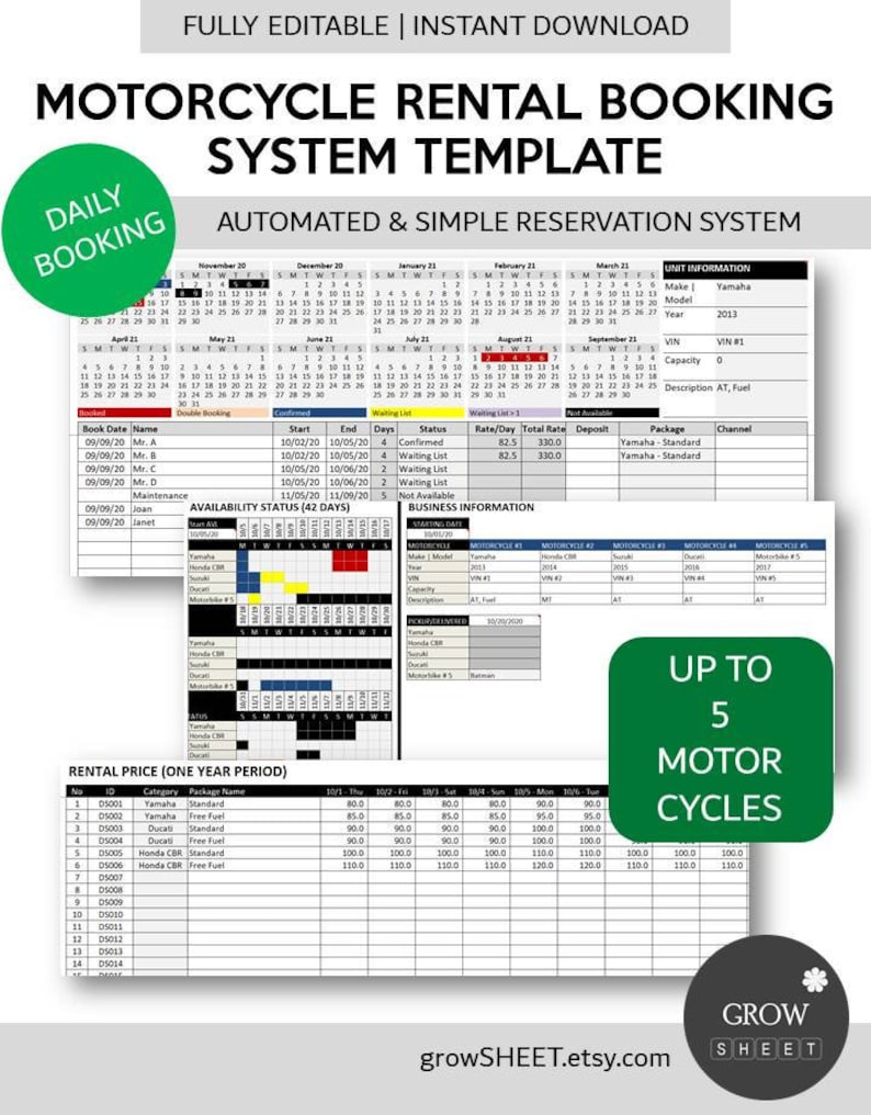 Motorcycle Rental Booking Template | Motorbike Rental Reservation ...