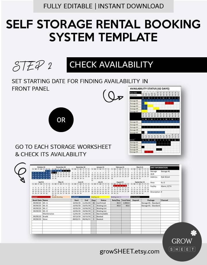 Self Storage Rental Booking Template Self Storage Rental Reservation Management Small Business
