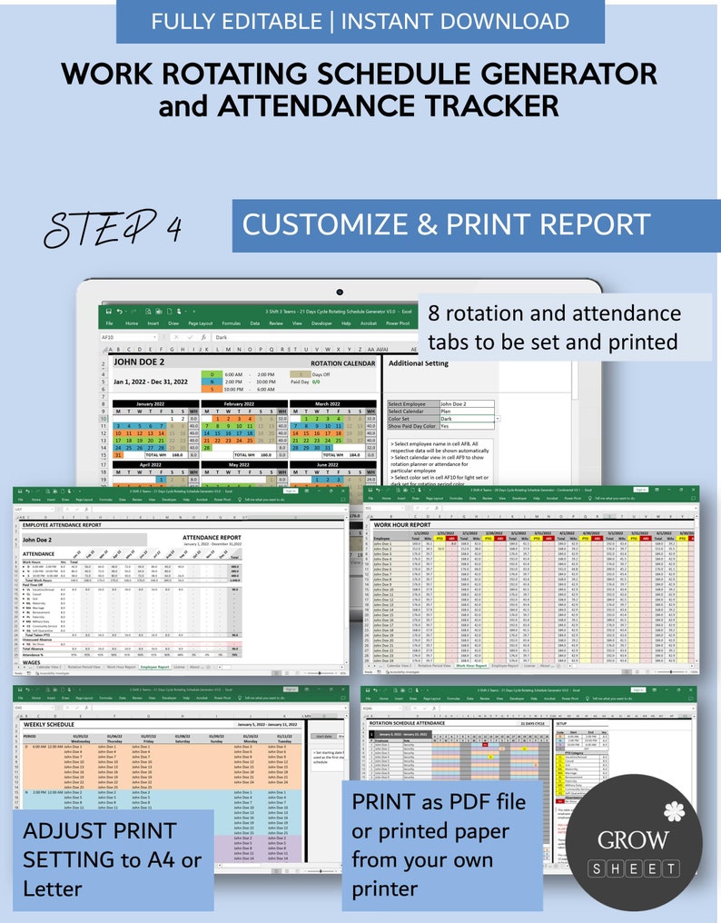 Work Rotating Generator Template and Attendance Tracker | Automated ...