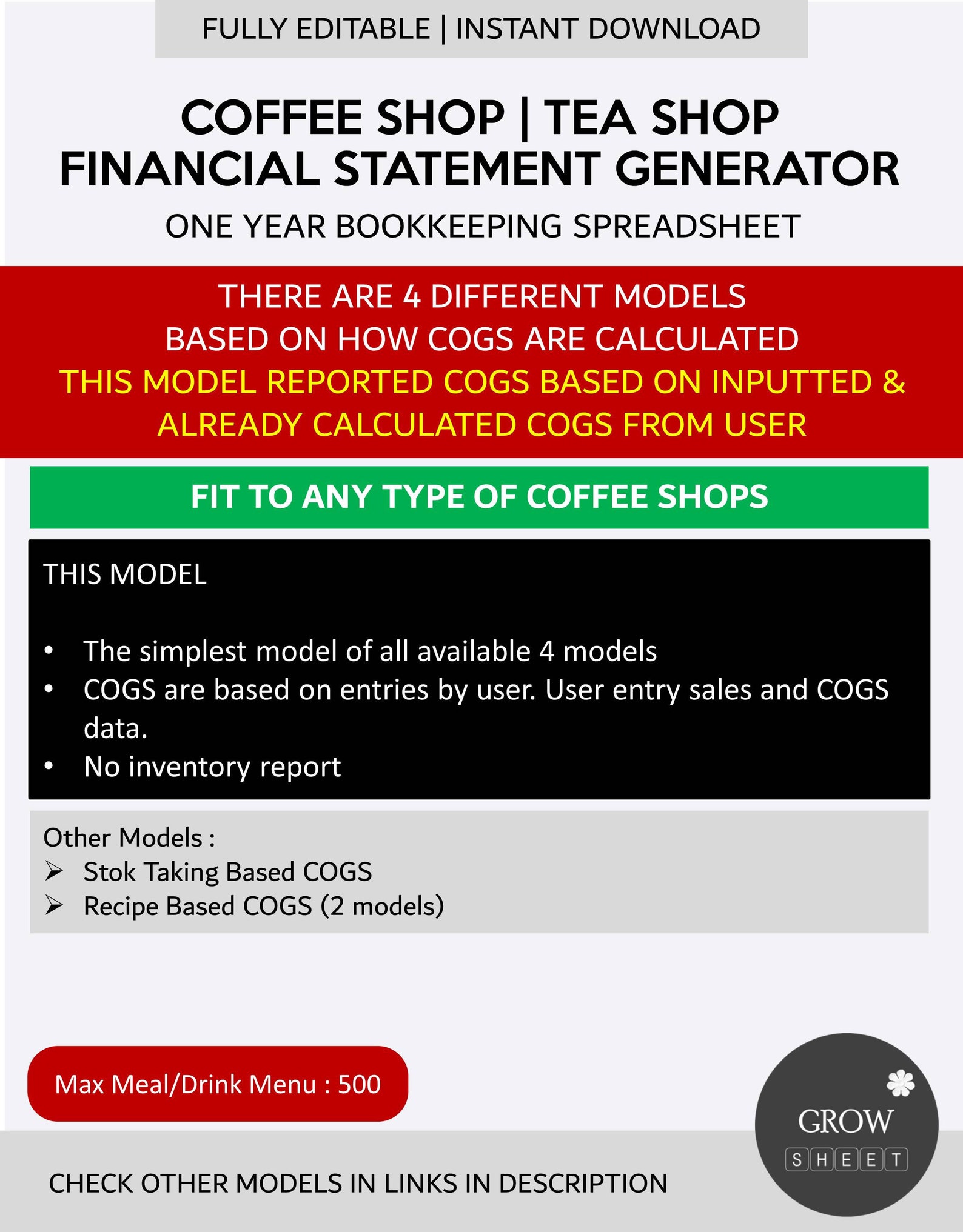 Coffee Shop Business Financial Statement Generator | Automated Income ...