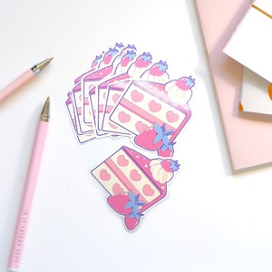 かわいいケーキ - 3インチ光沢ステッカー