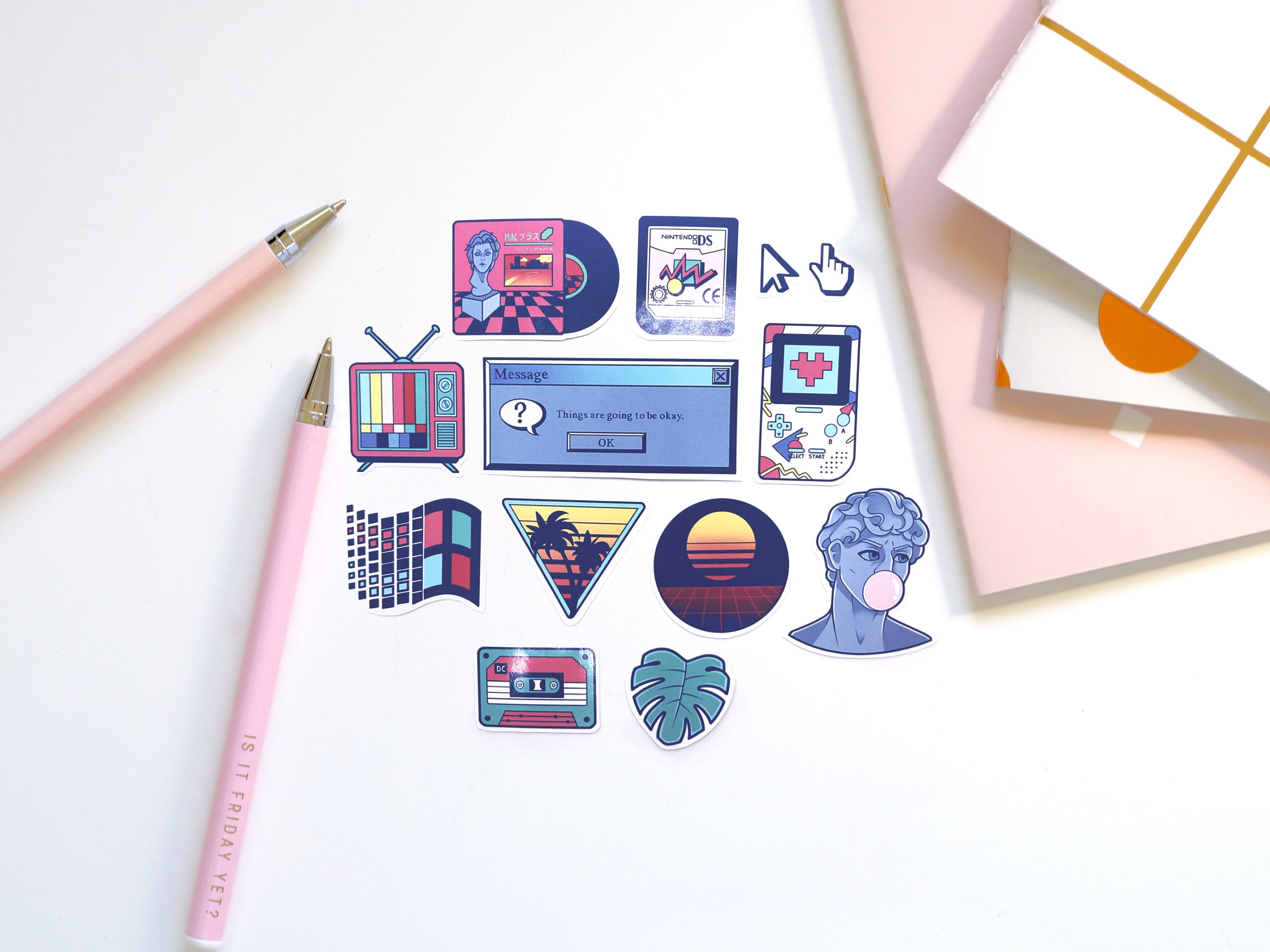 Vaporwave Sticker Set - 13 Stickers