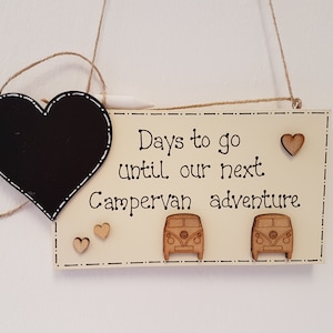 Personalised hand made Campervan, caravan, camping holiday countdown plaque