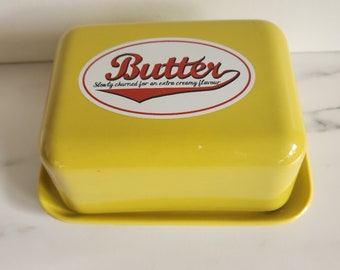 Gorgeous Vintage Ben de Lisi Lidded Butter Dish in French Yellow