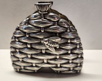 Vintage French Silver Plate Bee Hive Napkin Holder