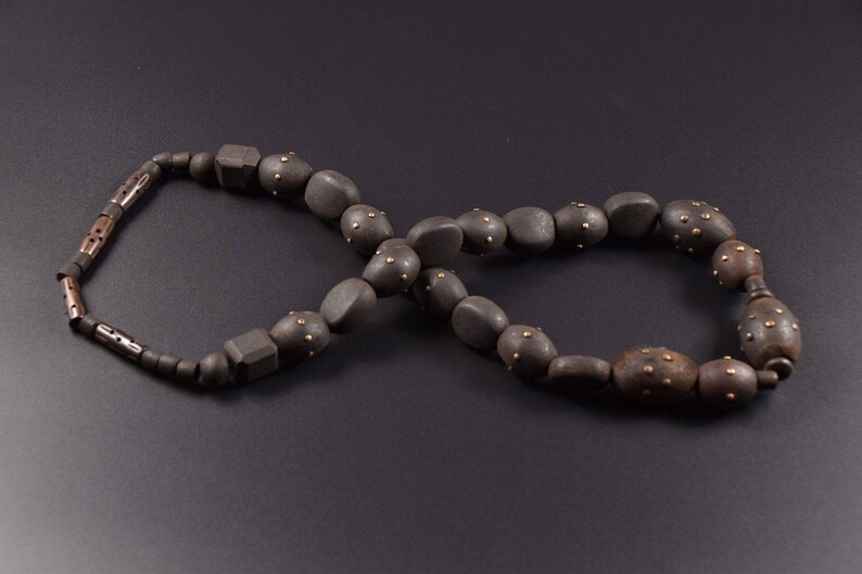 Ethnic Vintage Tribal Wood Beads Handmade brown beads necklace pinned Beads ethnic the necklace