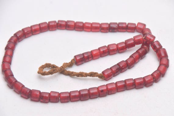 Ethnic Necklace with Orange Cylindrical Handmade … - image 7