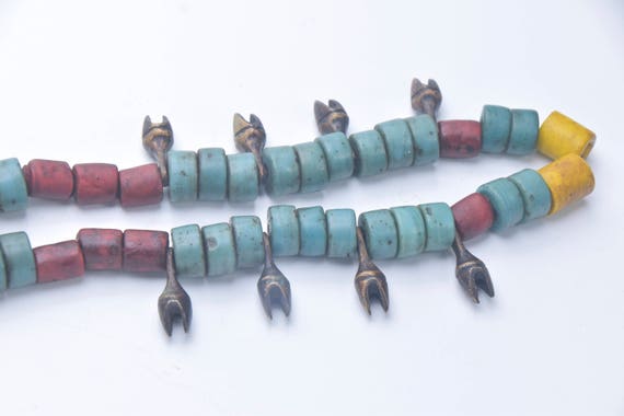 Naga necklace Antique Tribe Head, Glass Beads, Fo… - image 4