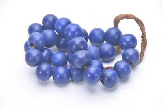 Handmade Glass Beads Necklace Strand Blue Glass B… - image 7