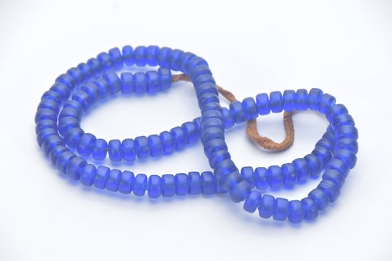 Ethnic Glass Beads Handmade blue beads necklace C… - image 1
