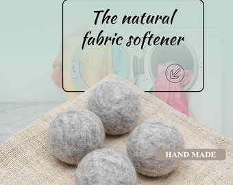 Lot de 4 boules de séchage en laine de qualité supérieure XL facilitant la lessive, assouplissants durables, séchage plus rapide et vêtements sans plis - Laine de Nouvelle-Zélande