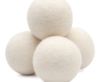 24 hrs. Sales 30% Off on White Reusable Wool Dryer Balls for Dryer-4Pcs XL Pure New Zealand Wool Dryer Sheet, Handmade Felt Landry Balls