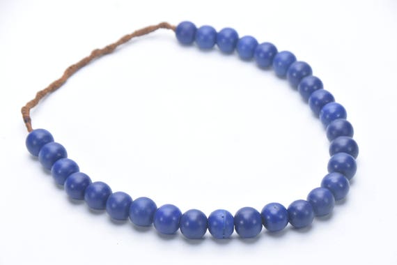 Handmade Glass Beads Necklace Strand Blue Glass B… - image 2