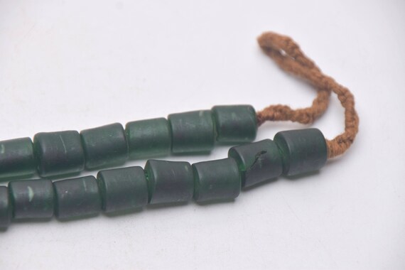 Ethnic Necklace with Handmade GreenColored Glass … - image 6