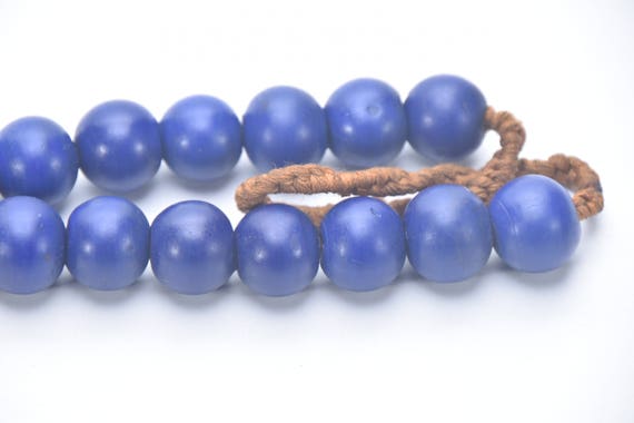 Handmade Glass Beads Necklace Strand Blue Glass B… - image 5