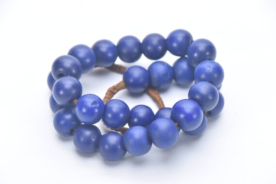 Handmade Glass Beads Necklace Strand Blue Glass B… - image 1