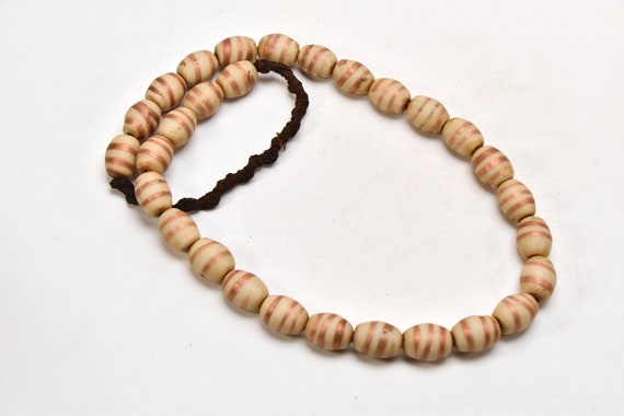 Ethnic Necklace with Handmade brown and White Str… - image 1