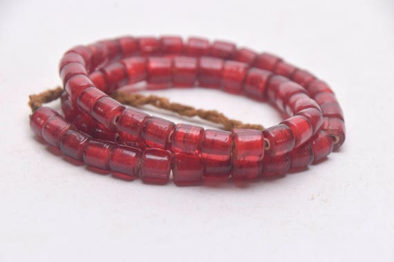 Ethnic Necklace with Orange Cylindrical Handmade … - image 4