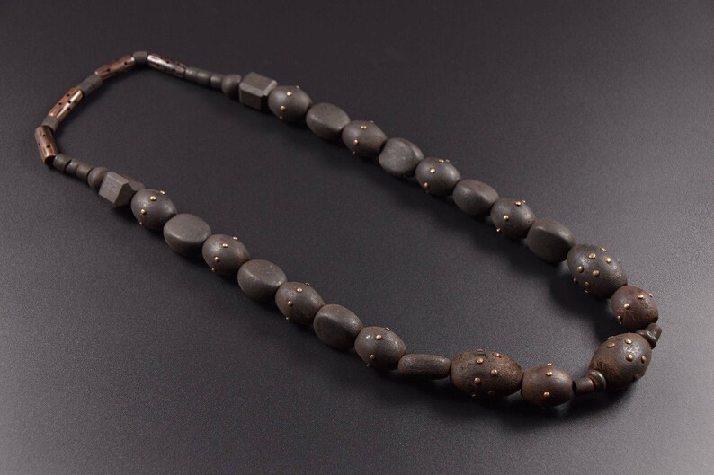 Ethnic Vintage Tribal Wood Beads Handmade brown beads necklace pinned Beads ethnic the necklace
