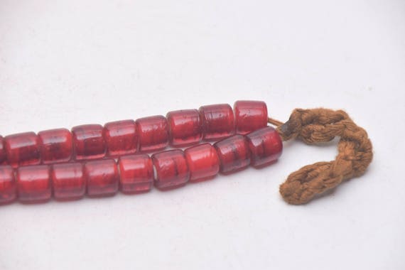 Ethnic Necklace with Orange Cylindrical Handmade … - image 6