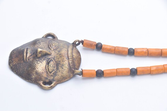 Naga necklace Antique Tribe Head, Glass Beads, Fo… - image 3