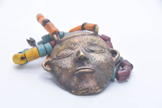 Naga necklace Antique Tribe Head, Glass Beads, Fo… - image 5