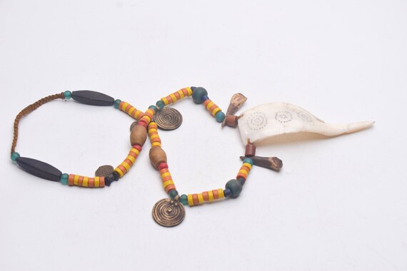 Ethnic NAGA Necklace with Old Colorful Glass Bead… - image 3