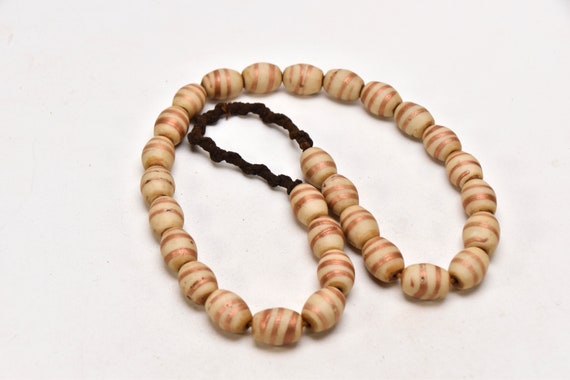 Ethnic Necklace with Handmade brown and White Str… - image 3