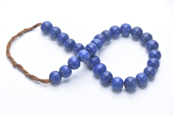Handmade Glass Beads Necklace Strand Blue Glass B… - image 3
