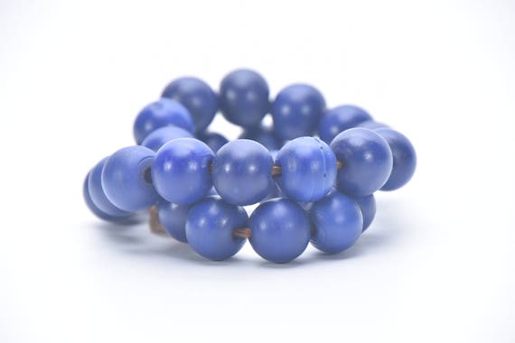 Handmade Glass Beads Necklace Strand Blue Glass B… - image 6