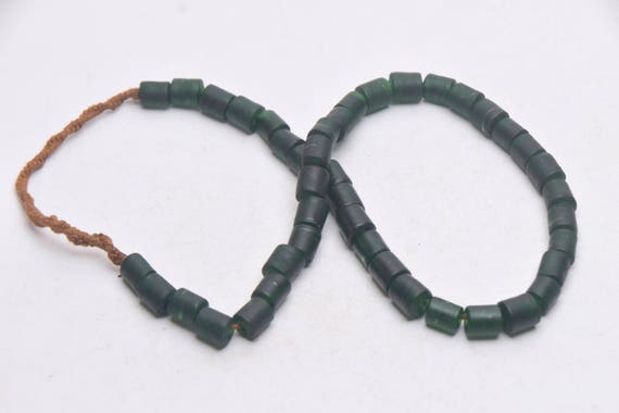 Ethnic Necklace with Handmade GreenColored Glass … - image 3