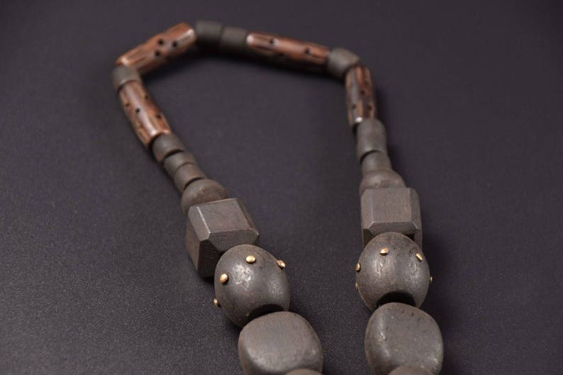 Ethnic Vintage Tribal Wood Beads Handmade brown beads necklace pinned Beads ethnic the necklace
