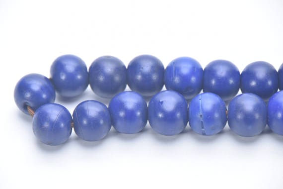 Handmade Glass Beads Necklace Strand Blue Glass B… - image 4