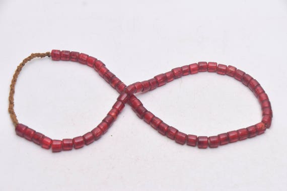 Ethnic Necklace with Orange Cylindrical Handmade … - image 3